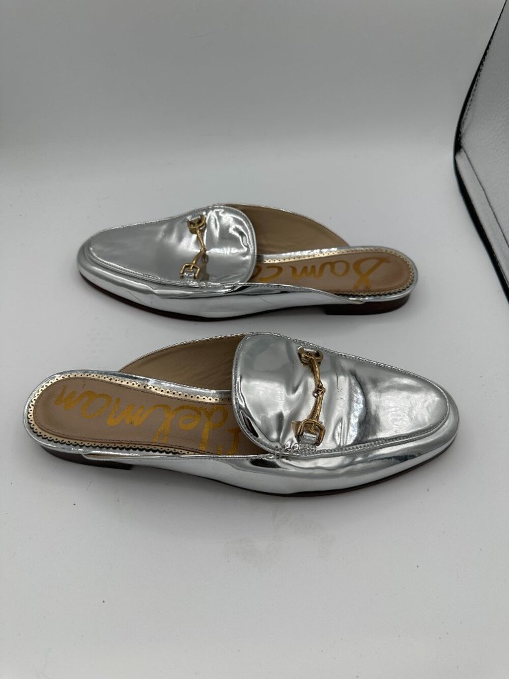 Sam Edelman Linnie Bit Mules Metallic Silver Women's 9M